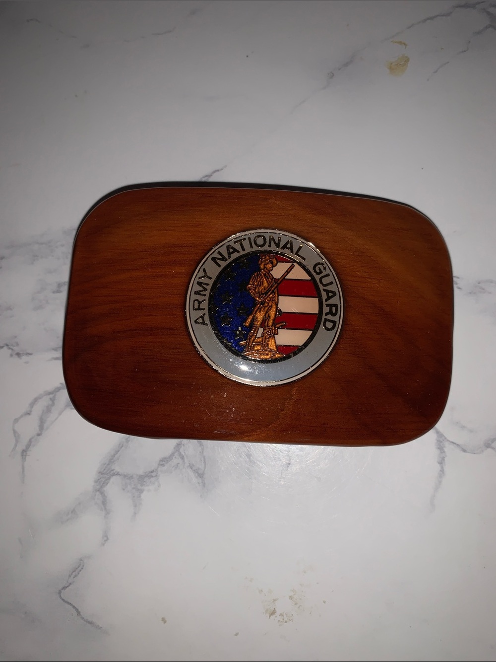 US Army National Guard Wood BELT BUCKLE